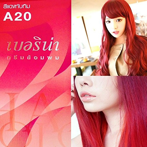 Berina Permanent Hair Dye Color Cream  A20 Ruby Red Color Made in Thailand By Sellgreat1449.