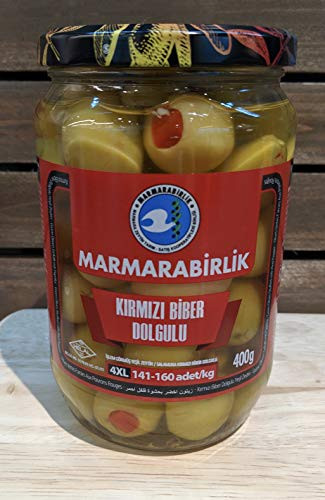 Marmarabirlik Green Olives with Red Peppers – 1.5lb