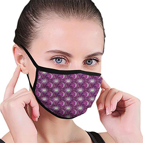 Sun and Moon  Celestial Fantasy Composition with Constellations on Purple Backdrop Multicolor Reusable Face Mask Balaclava Washable Outdoor Nose Mouth for Men and Women