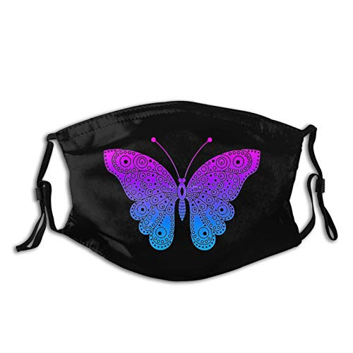 Purple Butterfly Face Mask Reusable Washable Dustproof Breathable Windproof Scarf Balaclava For Men And Women