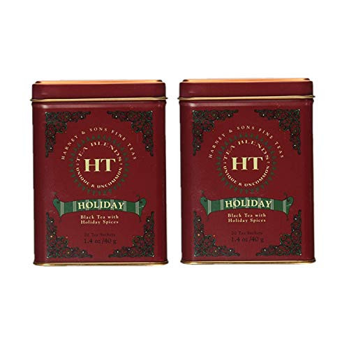 Harney  and  Son's Holiday Tea Tin 20 Sachets  1.4 oz ea  Two Pack  - Spiced Black Tea Blend of Citrus  Clove  and Cinnamon - 2 Pack 20ct Sachet Tins  40 Sachets