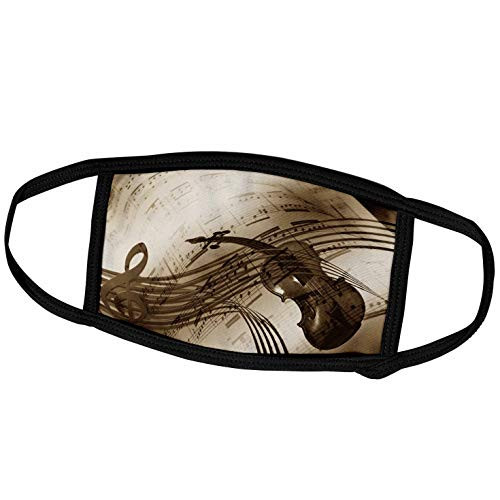 3dRose Florene - Music - Image of Violin and Sheet Music in Sepia - Face Covers  fc_233695_1