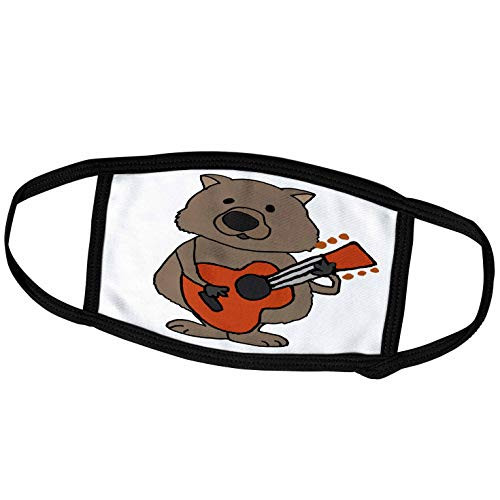 3dRose All Smiles Art Music - Cute Funny Wombat Playing Guitar Cartoon - Face Covers  fc_260911_1