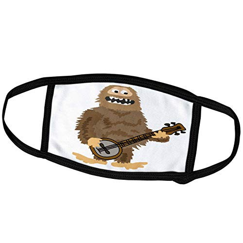3dRose Cute Funny Unique Bigfoot or Sasquatch Playing Banjo Music - Face Covers  fc_288213_1