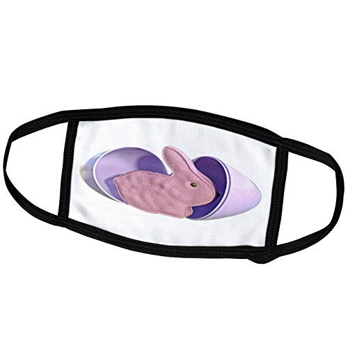 3dRose Boehm Graphics Holiday Easter - Purple Easter Egg with Pink Marshmallow Bunny Candy - Face Masks  fm_256699_1