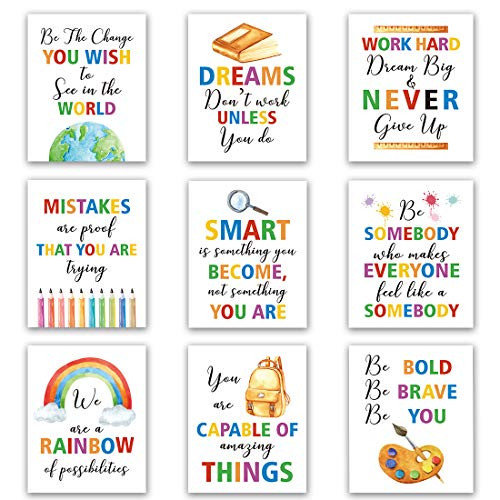 HPNIUB Colorful Words Art Prints Set of 9 8X10 Inspirational Quotes Motivational Saying Canvas Poster Rainbow World Crayon Ink Splatters Wall Art for Nursery Classroom Kids Playroom No Frame HPNIUB Colorful Words Art Prints Set of 9 8X10 Inspirational Quotes Motivational Saying Canvas Poster Rainbow World Crayon Ink Splatters Wall Art for Nursery Classroom Kids Playroom No Frame