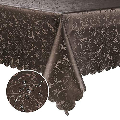 smiry Waterproof Vinyl Tablecloth  Rectangle Heavy Duty Table Cloth  Wipeable Table Cover for Kitchen and Dining Room  Coffee  52" X 70"
