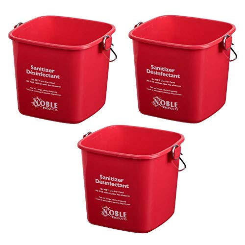 Red Small Sanitizing Buckets for Cleaning -3 Quart Sanitizing Cleaning Pail - Set of 3 Square Sanitizing Plastic Bucket
