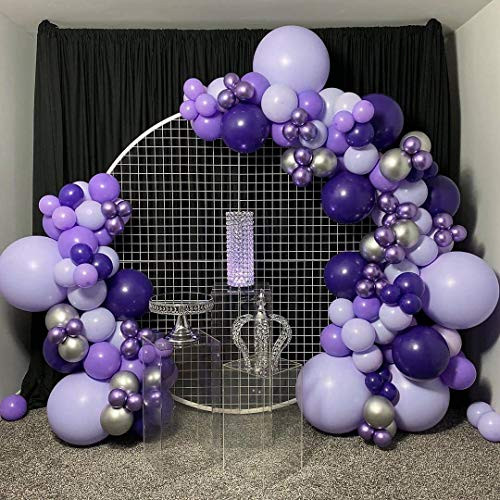 Macaron Purple Balloon Arch Garland Kit-Macaron Purple Balloon Metallic Purple Balloon Silver Balloon 133Pcs for Birthday Gender Reveal Baby Shower Wedding Engagement Christmas and Bachelor Party Decoration.