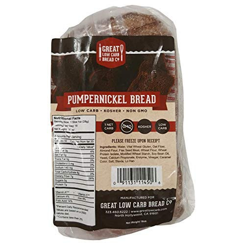 Pumpernickel Bread  Great Low Carb Bread Company  Keto-Friendly Bread  16 slices  16 oz.