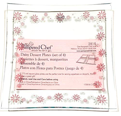 The Pampered Chef Pink Daisy Dessert Plates  Set of 4   2818 RETIRED