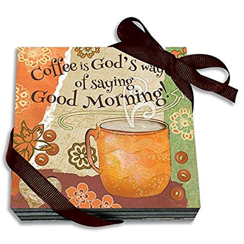 Divinity Boutique Coffee Wooden Coaster 4-Pack  Multicolor