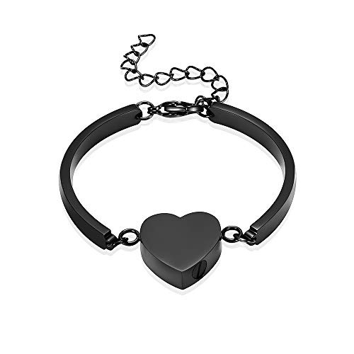 shajwo Cremation Jewelry Urn Bracelet for Ashes for Women Stainless Steel Heart Urn Cuff Bracelet Cremation Keepsake Jewelry for Ashes  Black shajwo Cremation Jewelry Urn Bracelet for Ashes for Women Stainless Steel Heart Urn Cuff Bracelet Cremation Keepsake Jewelry for Ashes  Black