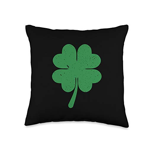 St. Patrick's Day Clover Shamrock Designs St Patricks Day Clover Shamrock Lucky 4 Leaf Green Throw Pillow  16x16  Multicolor