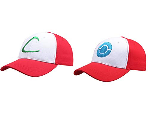 2Pcs Anime Pokemon Pikachu Cosplay Hat Pocket Monster Ash Ketchum Demo Hats Canvas Baseball Cap Boy Adult Props Adjustable