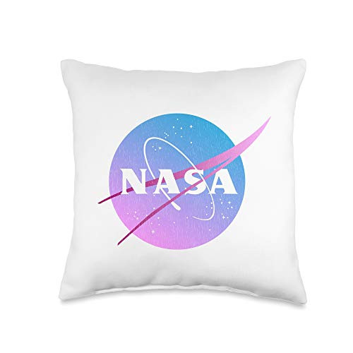 NASA Clothing NASA Merch NASA Outfit NASA Apparel Gift Fading Purple Blue Logo Meatball Galaxy NASA Throw Pillow  16x16  Multicolor