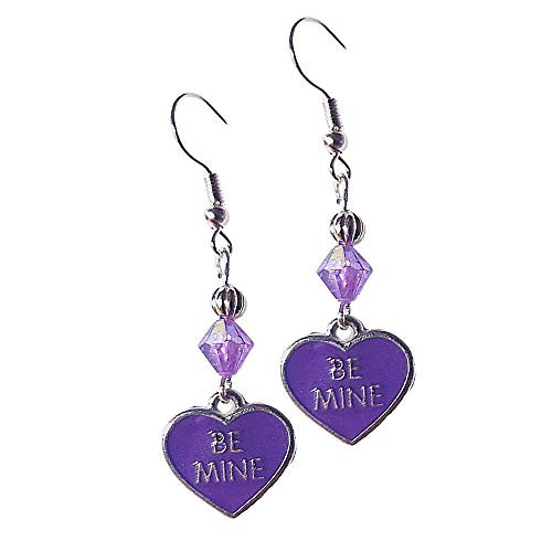 Purple Valentine's Day Heart Earrings - Purple Crystal Earrings - Be Mine Earrings - Kawaii Earrings - Purple Heart Jewelry - Valentine's Day Gift - Birthday Gift Earrings - Handmade Dangles Purple Valentine's Day Heart Earrings - Purple Crystal Earrings - Be Mine Earrings - Kawaii Earrings - Purple Heart Jewelry - Valentine's Day Gift - Birthday Gift Earrings - Handmade Dangles