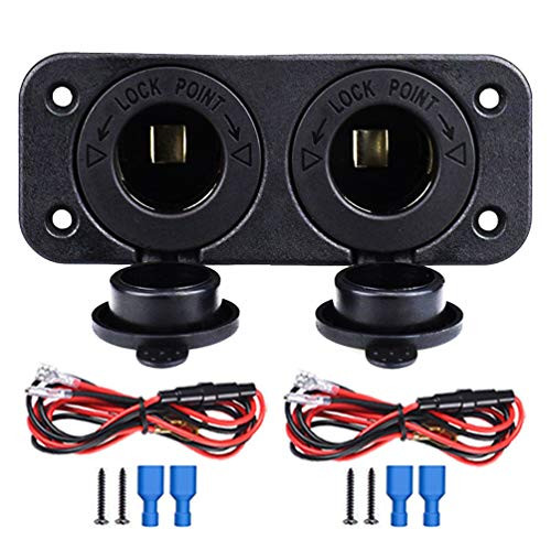 Cigarette Lighter Socket Charger Socket adapter Car Power Outlet Socket Receptacle 12V 24V Waterproof Plug Dual Plate Panel Mount By ZHSMS