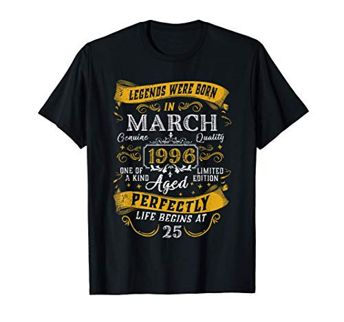 Legends Were Born In March 1996 25th Birthday Gifts T-Shirt Legends Were Born In March 1996 25th Birthday Gifts T-Shirt