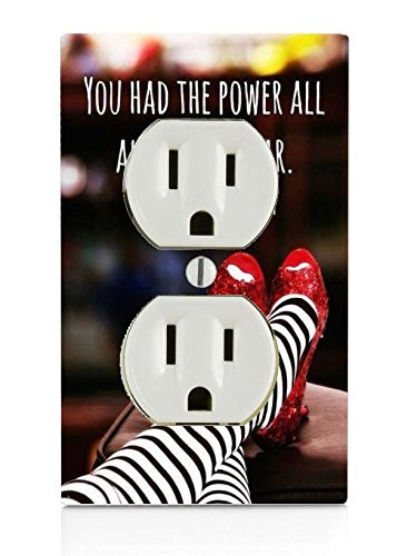 Trendy Accessories Inspirational Quote Red Slippers Design Print Image Electrical Outlet Plate