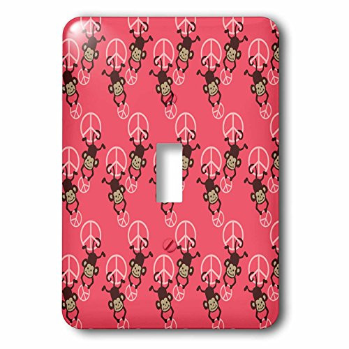 3dRose lsp_63466_1 Pink Peace Signs with Monkeys Single Toggle Switch