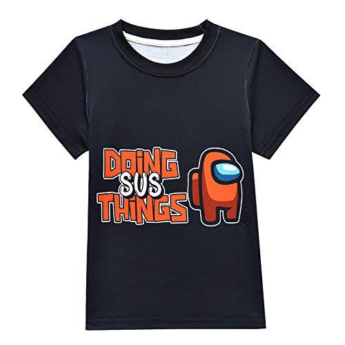 Doing Sus Things Shirt Imposter Shirts for Boys Teen Girls Fashion Video Game Short Sleeve Funny Youth Tshirt Gifts for Kids Merch 3D Print T-Shirts Crewmate Gamer Tee Size 10-14 Orange
