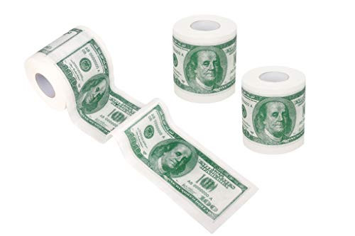 SummitLink 3 Rolls 100 Hundred US Dollar Bill Toilet Paper Tissue Napkin Prank Fun Birthday Party Novelty Gift Idea