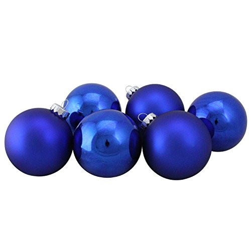 Northlight WY00756 Blue Glass Ball Christmas Ornament Set  3.25"