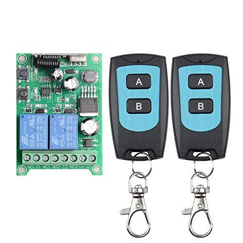 DC 12V 24V 36V 48V Wireless Remote Switch 433Mhz Remote Relay  10A 2 Channel Multi-Function Remote Momentary Switch 2 Transmitters with 1 Receiver for Electric Doors  Cars  Lights  and  More