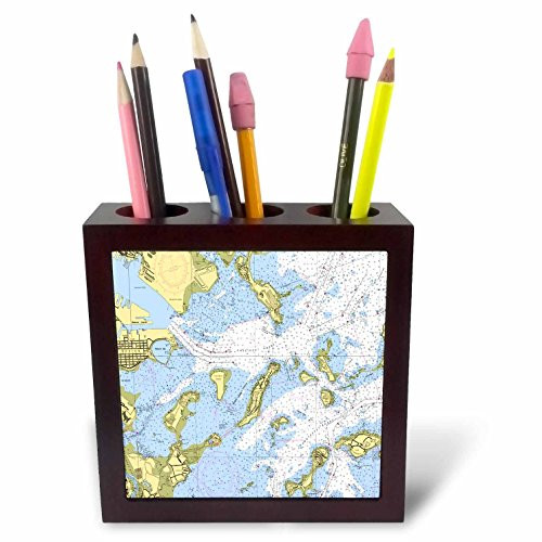 3dRose Print of Vintage Savannah River with Mermaid-Tile Pen Holder, 5" (ph_204908_1)