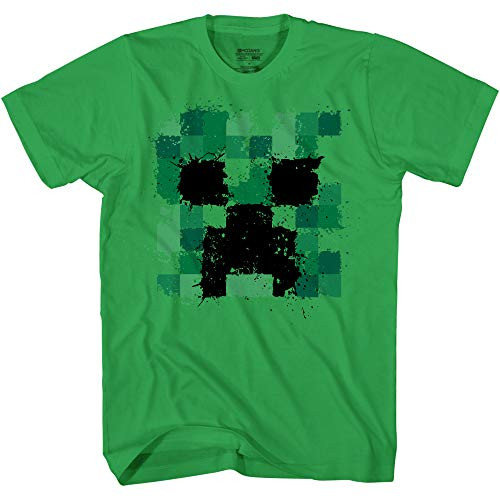 Minecraft Creeper Paint Splat Big Boys Youth T-Shirt Licensed  Green  Small