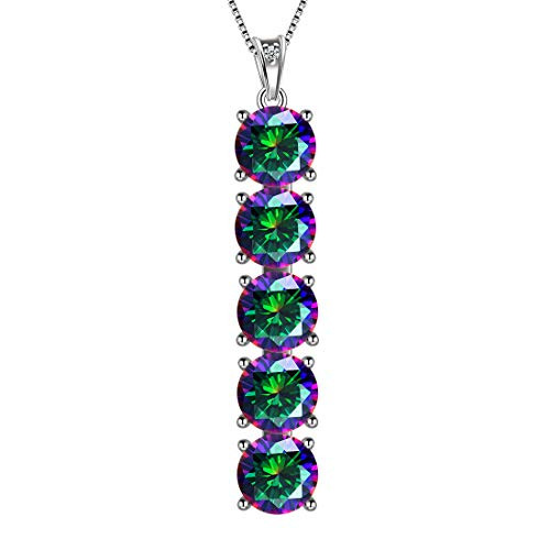 Aurora Tears Mystic Rainbow Topaz Bar Necklace Women 925 Sterling Silver Rainbow Topaz Pendant Crystal Cubic Zirconia Dating Gift DP0224T