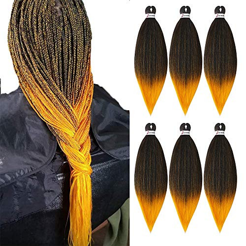 MSCHARM Pre Stretched 6PCS Pack 26 Inches Ombre Easy Braid Pre Stretched Braiding Hair Itch Free Synthetic Fiber Crochet Twist Braids Yaki Texture Braiding Hair Extensions 1B-Orange MSCHARM Pre Stretched 6PCS Pack 26 Inches Ombre Easy Braid Pre Stretched Braiding Hair Itch Free Synthetic Fiber Crochet Twist Braids Yaki Texture Braiding Hair Extensions 1B-Orange