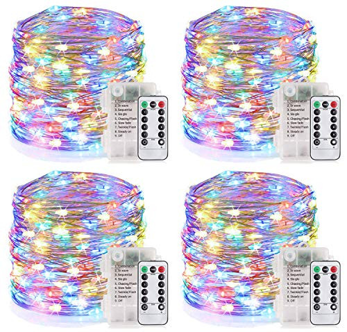 YOEEN 4 Pack 33Ft 100 LED Fairy Lights Battery Operated String Lights with 8 Modes Remote Control Timer Waterproof Copper Wire Twinkle Lights for Bedroom Wedding Party Chirstmas Decor Multicolor YOEEN 4 Pack 33Ft 100 LED Fairy Lights Battery Operated String Lights with 8 Modes Remote Control Timer Waterproof Copper Wire Twinkle Lights for Bedroom Wedding Party Chirstmas Decor Multicolor
