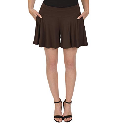 Stretch is Comfort Womens Flowy Skort with Pockets Brown X-Large