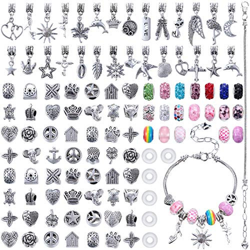 Hicarer 123 Pieces Charm Bracelet Making Kit DIY Bracelet Making Kits  Including Jewelry Pendant Charms Jewelry Beads  Snake Chain for Jewelry Bracelet DIY Craft Supplies Hicarer 123 Pieces Charm Bracelet Making Kit DIY Bracelet Making Kits  Including Jewelry Pendant Charms Jewelry Beads  Snake Chain for Jewelry Bracelet DIY Craft Supplies
