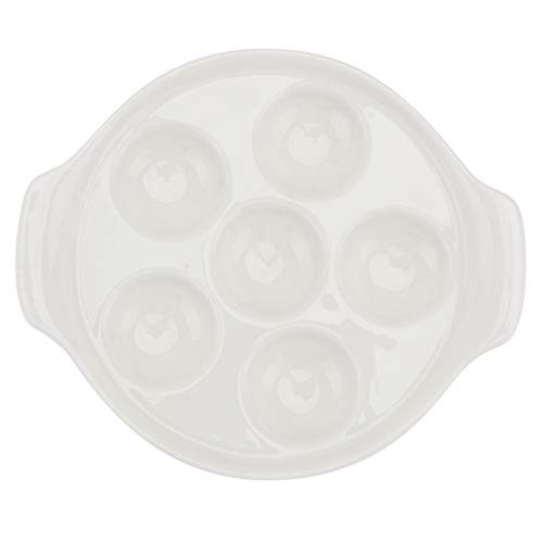 YARDWE White Ceramic Escargot Plates  6 Compartment Holes Snail Mushroom Escargot Plates Escargot Serving Dishes for Home Restaurant