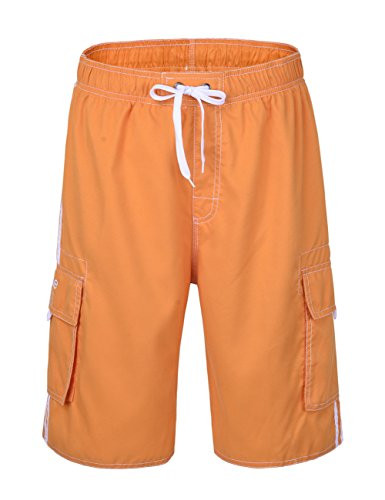 Nonwe Men's Beachwear Board Shorts Quick Dry with Mesh Lining Swim Trunks Orange 40