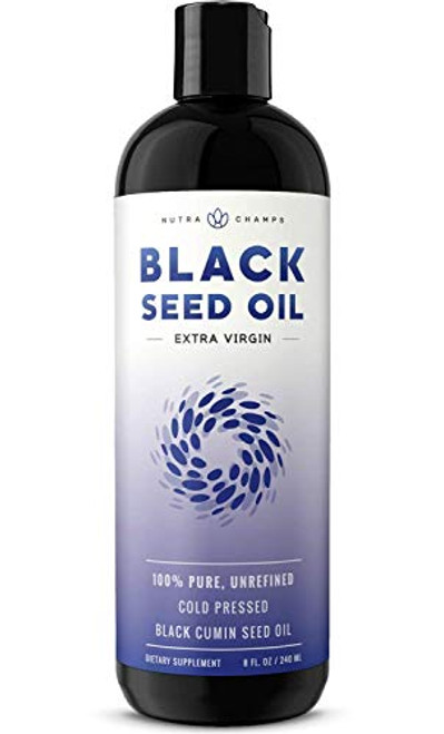 Organic Black Seed Oil - Premium Nigella Sativa Black Cumin Supplement with Thymoquinone  and  Omega 3 6 9-100% Pure  Extra Virgin  Unrefined  Cold Pressed  Unfiltered  Vegan 8oz