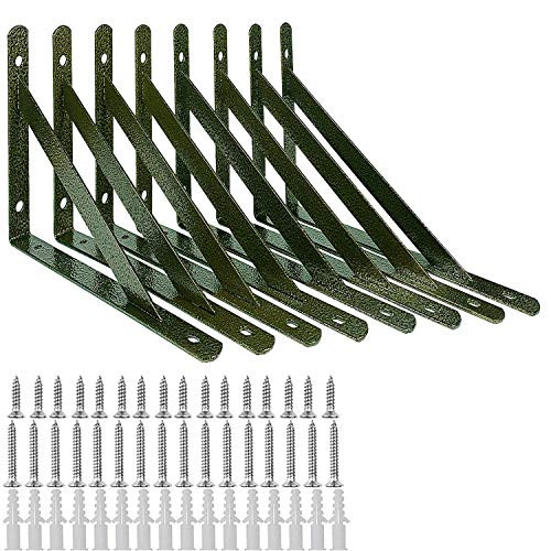 ORIGA Heavy Duty Shelf Brackets 8" Inch Floating Shelves Tripod Triangle Shelf Brackets 90 Degree Angle Wall Mounted Shelf Supporter Bracket Frame with Installation Screws 8-Pack Gunmetal