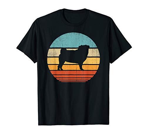 Pug Vintage Silhouette 60s 70s Retro Gifts Dog Lover Men T-Shirt