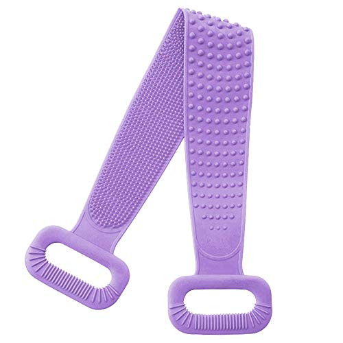 Silicone Bath Body Brush  Exfoliating Lengthen Silicone Body Back Scrubber  Easy to Clean  Lathers Well  Eco Friendly  Long Lasting  Silicone Body Back Scrubber for Shower  purple