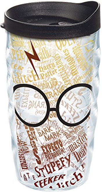 Tervis Harry Potter - Glasses and Scar Tumbler with Wrap and Black Lid 10oz Wavy Clear Tervis Harry Potter - Glasses and Scar Tumbler with Wrap and Black Lid 10oz Wavy Clear