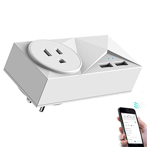 YOVDA Smart Wi-Fi Plug  Alexa Voice Outlet  Google Home Smart Socket Controlled by Remote App  Mini Smart Socket with Dual USB Ports  Energy Monitoring Function