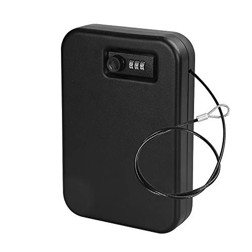 Gun safe portable travel gun safe  gun safe for pistol  travel pistol safe  Handgun Safe with Combination Lock One Gun  money safe for home  Jovilife Black  9.5X6.5X1.5 inch