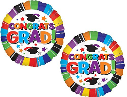 Congrats Grad! Graduation Caps and Stars Balloons New Graduate High School College - Set of 2 Foil 18" Balloons Congrats Grad! Graduation Caps and Stars Balloons New Graduate High School College - Set of 2 Foil 18" Balloons