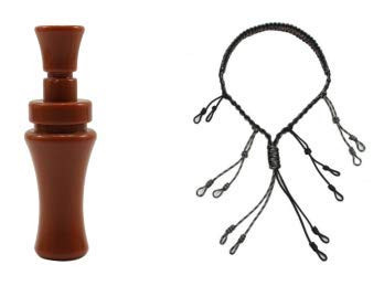 SHIMAJEE Duck Call and Lanyard Set  Set of 3 Types of Duck Call  Duck Whistles Decoy for Goose  Duck Commander for Outdoor Hunting  Brown Caller and Lanyard Set