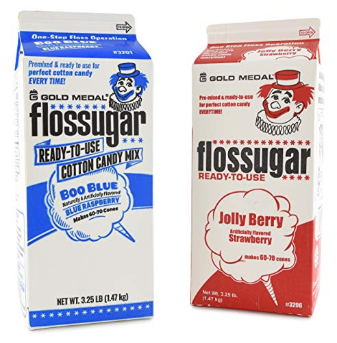 Gold Medal Cotton Candy Floss Sugar  Strawberry and Blue Raspberry  52 oz - 1 2 Gallon  2 Pack