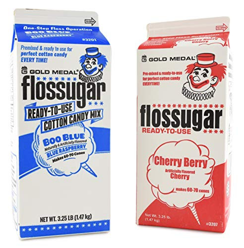 Gold Medal Cotton Candy Floss Sugar  Blue Raspberry and Cherry  52 oz - 1 2 Gallon  2 Pack