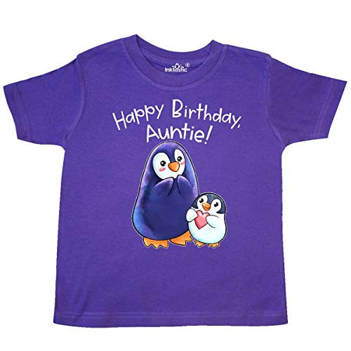 inktastic Happy Birthday  Auntie- Cute Penguins Toddler T-Shirt 2T Purple 3b581